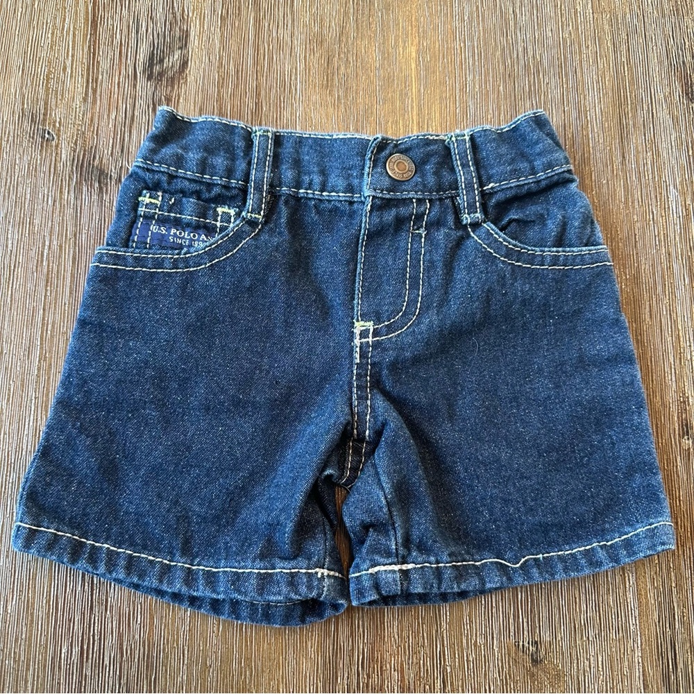 4/20$ U.S. Polo Assn. Baby Blue Denim Jean Shorts size 12 months
